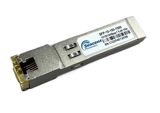 10/100/1000BASE-T SFP Copper Transceiver Hot Pluggable 0.01-1.25Gb/S 100m