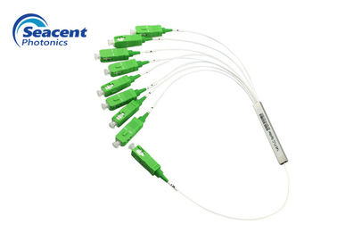 การสูญเสียการแทรกต่ำ PLC แยกไฟเบอร์แยก, ท่อเหล็ก 1x8 แยก PLC