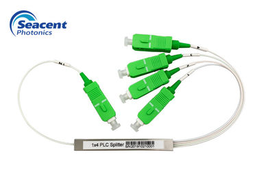 มินิชนิด 1x4 แยกไฟเบอร์ออปติก จำกัด พร้อมตัวเชื่อม SC / APC การสูญเสียการแทรกต่ำ